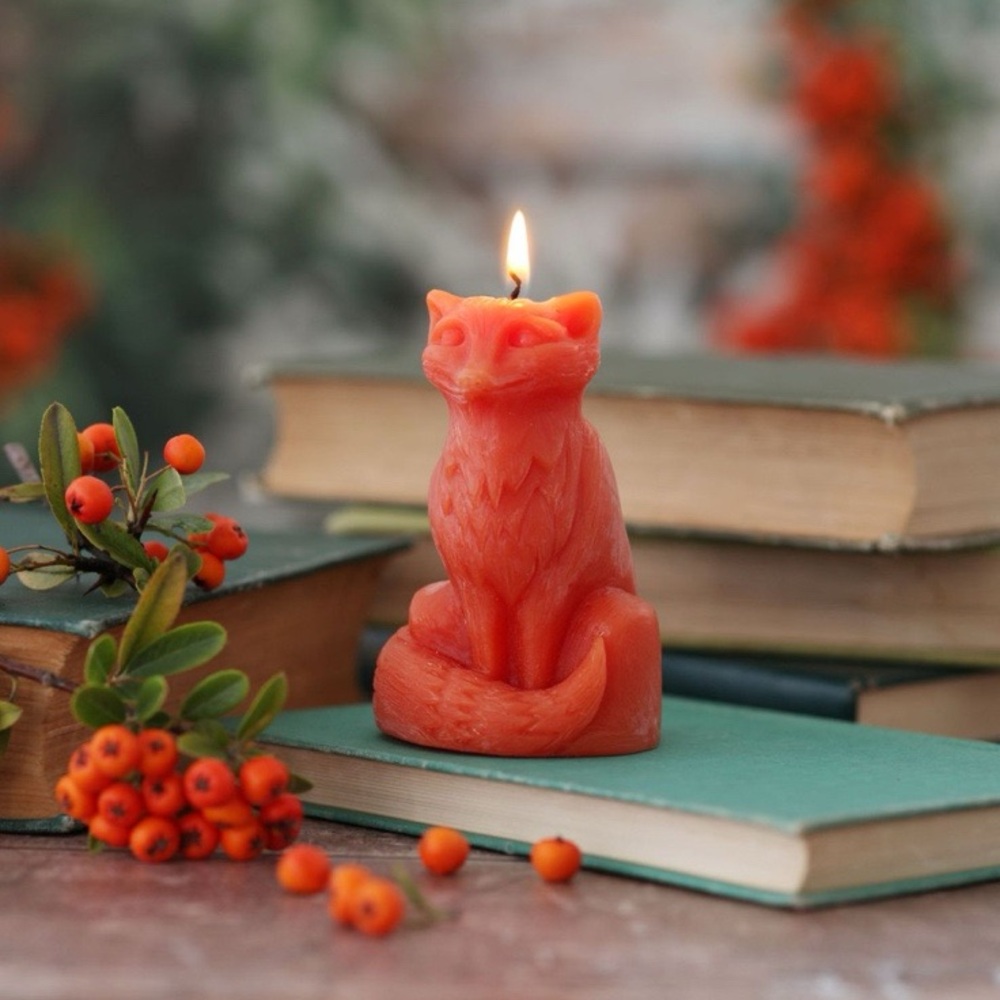 NWT Big Dipper Wax Works Pure Beeswax Woodland Creature Candle, Fox